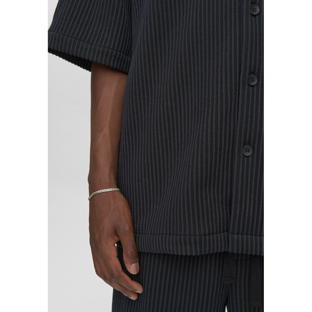 minimum male Keaton ovz ss striped shirt 4558 Short Sleeved Shirt 999 Black