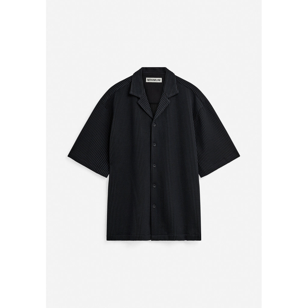 minimum male Keaton ovz ss striped shirt 4558 Short Sleeved Shirt 999 Black