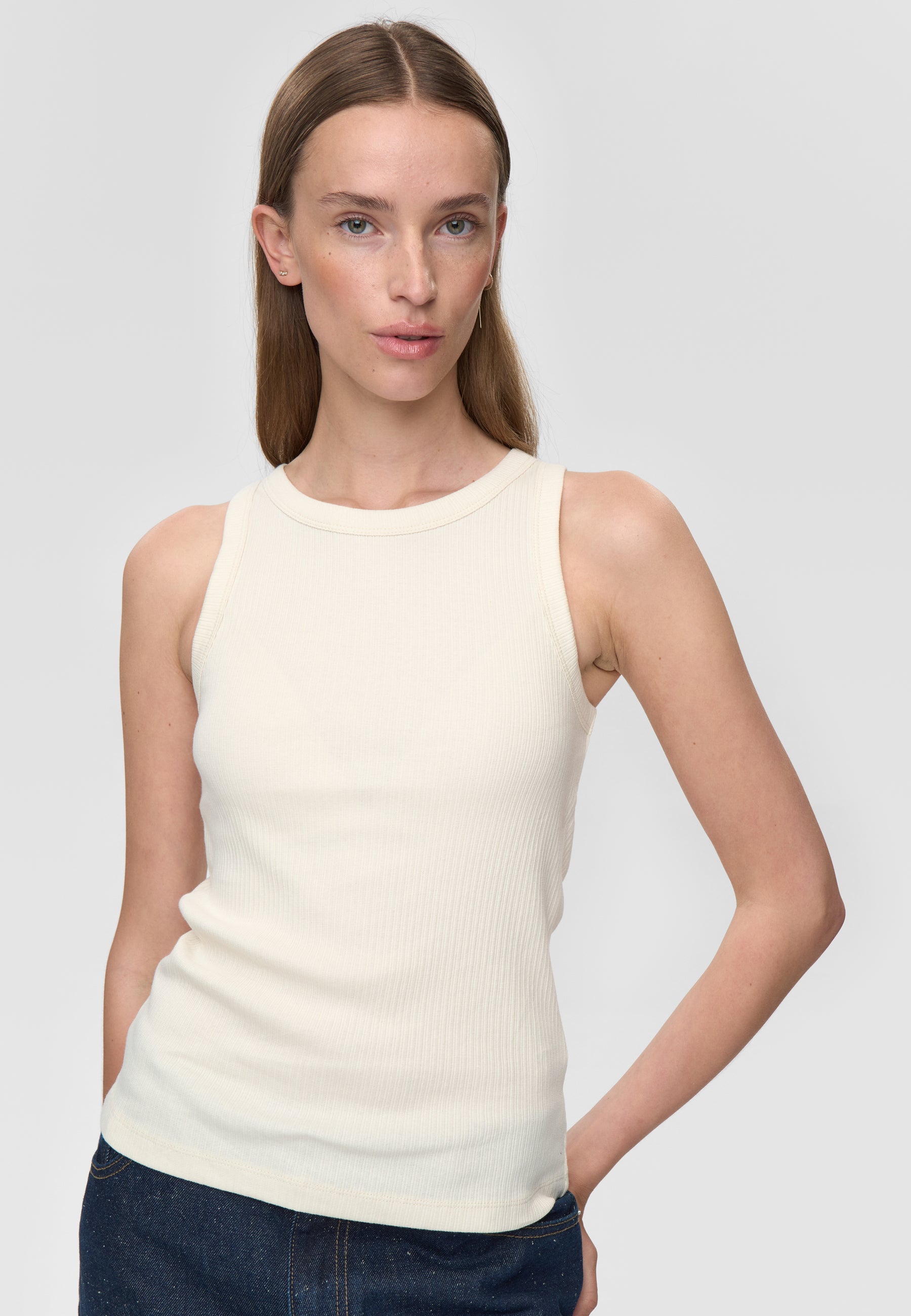minimum female Lila tank top 4226 GOTS Gilet 0608 Coco Milk