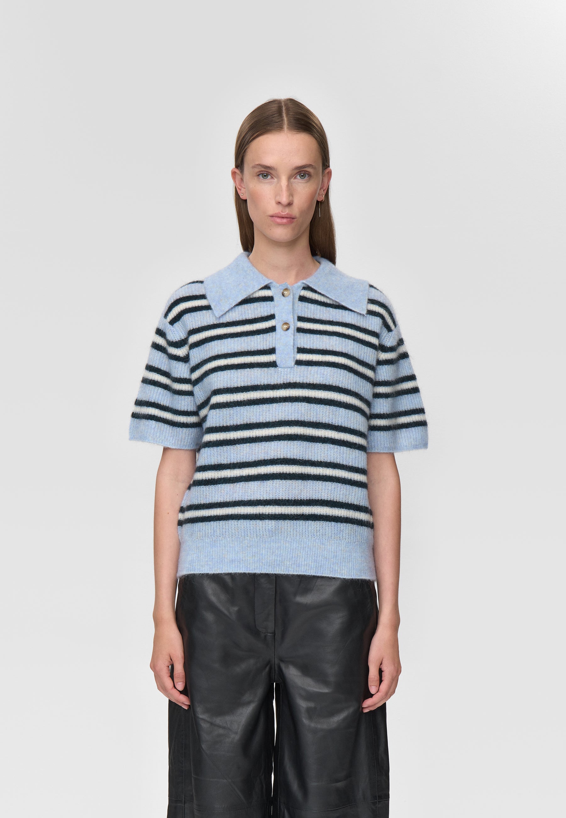minimum female Ruth knit polo 4594 Jumper 4115 Cashmere Blue